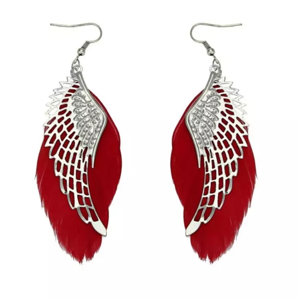 ANGEL WING EARRINGS FEATHER Boho Gypsy Earrings